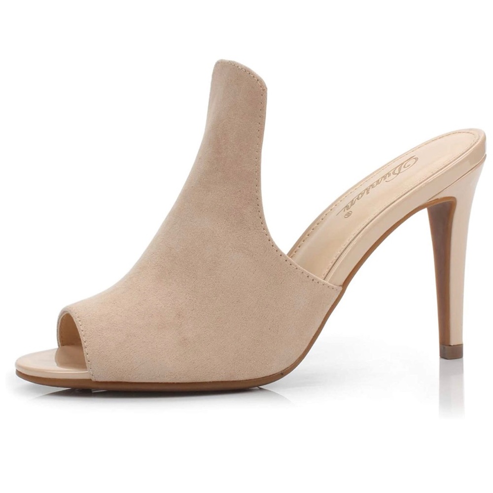 Suede High Heel Mule NWOT Beige Size 7.5
